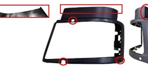 SCANIA HEADLAMP COVER W/CLEANING SYSTEM (2 HOLES)